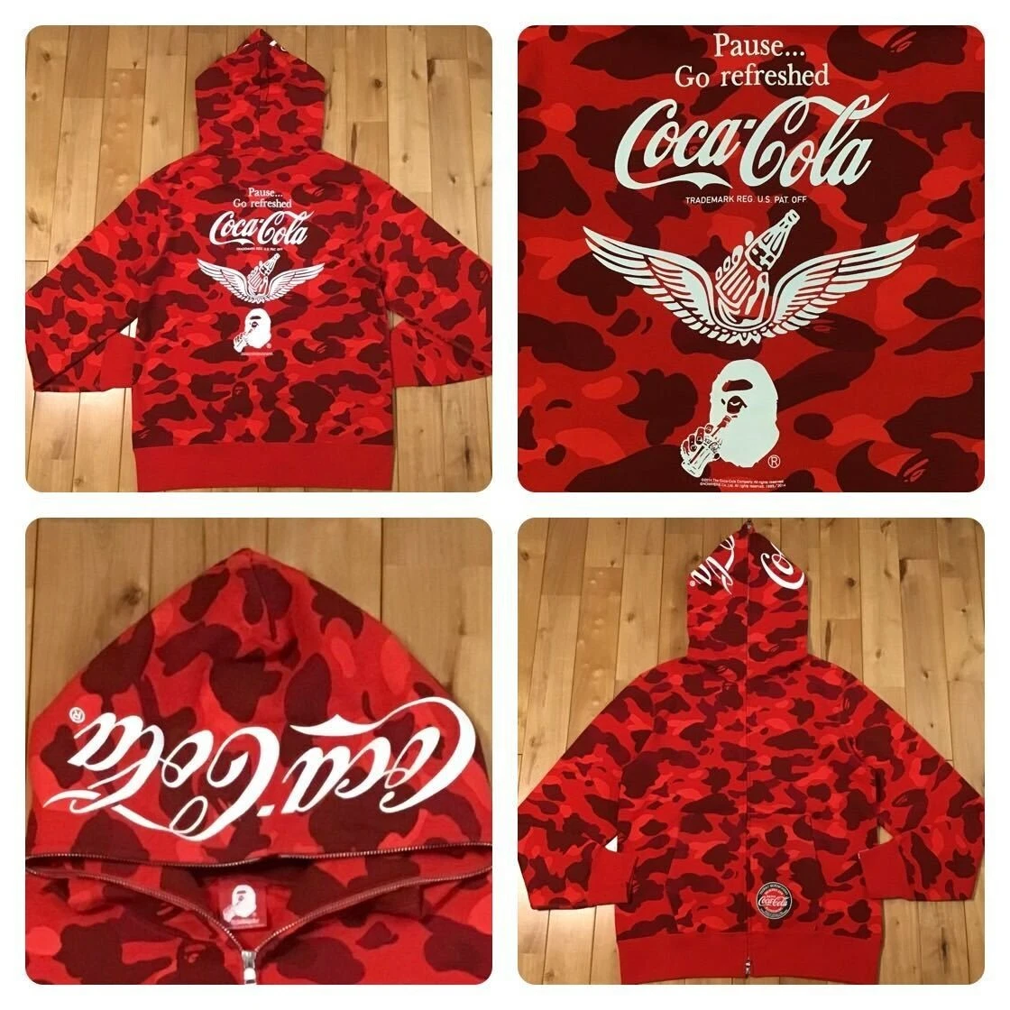 BAPE × Coca-Cola Red camo full zip hoodie A Bathing Ape Size L