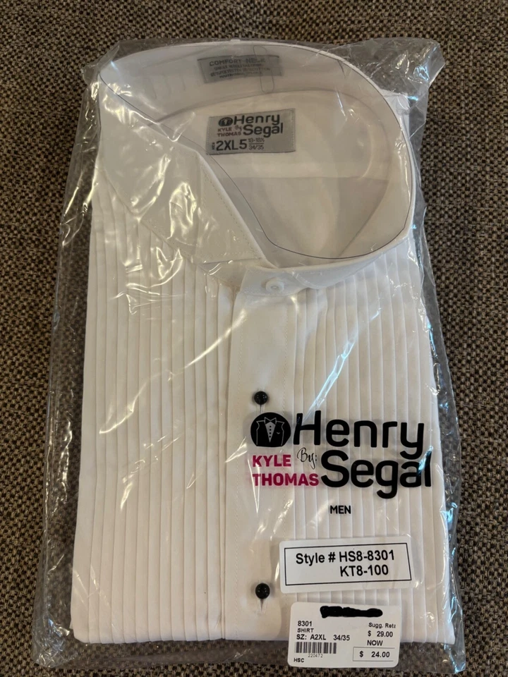 NWT Henry Segal Kyle Thomas Shirt Men 2X 18 - 18.5 34/35 White Wait Staff Server - Image 2 of 4
