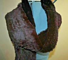 Surell Dyed Rabbits Fur Scarf, 6.5" x 70", Burgundy EUC