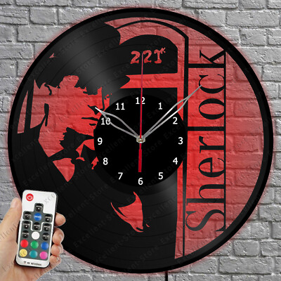 LED Vinyl Clock Sherlock Holmes Light Vinyl Record Wall Clock Home Decor 1561