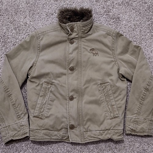Abercrombie Fitch Adirondack Jacket Mens Medium (M) Beige Faux Fur (FITS SMALL) - Picture 4 of 24