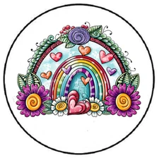 WHIMSICAL RAINBOW HEART ENVELOPE SEALS LABELS STICKERS PARTY FAVORS