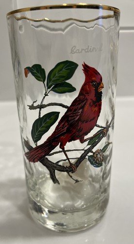 6 Gafas Highball Diferentes M. Sargeant Hermosas Pájaro Tom Collins Borde Dorado - Imagen 6 de 7