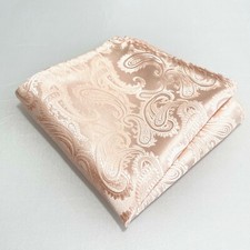 Light Peach Paisley Design Hankie Hankerchief Pocket Square Hanky Wedding Grey