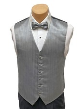 Men's Red Sleeve Silver Tuxedo Vest with Matching Tie Mason Wedding Prom Groom