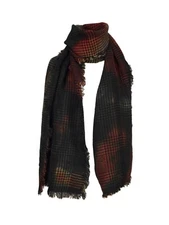 MATI Pied de Poul Scarf Black/Orange/Green/Beige Gradient Art ONTARIO MADE ITA