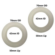 Toilet Silicone Flush Seal 70mm OD X 42mm ID 50mm Lip 2pack 