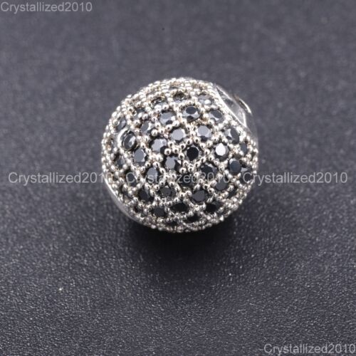 Cubic Zirconia Pave Round Disco Ball Bracelet Connector Charm Beads Silver Gold - Picture 11 of 14