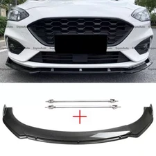 Front Bumper Lip Spoiler Splitter + Strut Rods For Ford  Focus Carbon Fiber