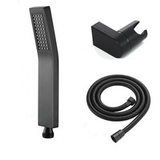 Black Brass Hand Held Shower Head Wall Bracket Hose Set for Bathroom Showering