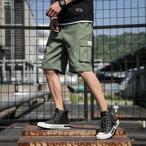 Herren Freizeit Mode Chino Cargo Shorts Hose mehrere Taschen Sommer Strand Hose - Bild 10 von 30