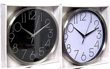 10'' Wall Clock Silver Aluminum Frame, Black or White Face, High-end Atmosphere