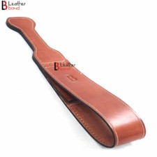 Real  Genuine Cowhide Strict Leather Paddle Slapper Double Layer Heavy Brown