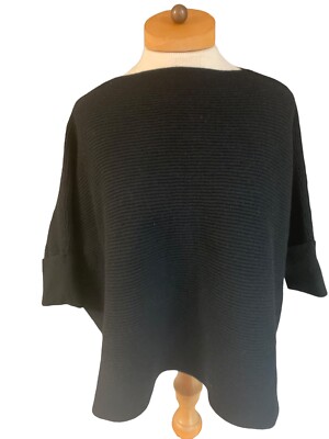 REPEAT Black Wool Lagenlook  crop Sweater Women s Size 38 (S) Cuffed sleeves