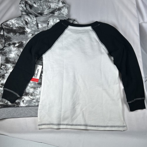 Boys Lot Of 2 Size 7 Black And White Waffle Knit Long Sleeve Hoodie Tie Dye NWT - Picture 12 of 14
