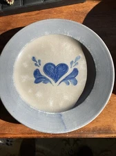 Vintage Set Of 2 Rowe Pottery Cambridge 8.75” Salt Glazed Heart Salad Plates