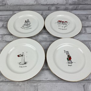 Dayton Hudson Merry Masterpieces USA 8" Christmas Dessert Salad Plates Set of 4 