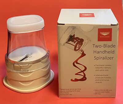 NEW Paderno World Cuisine Two-Blade Handheld Spiralizer Julienne Vegetables NIB