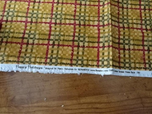 1 yd Cotton Quilt Fabric-Benartex Studio Happy Holidays-gold,red,grn plaid motif - Picture 4 of 5
