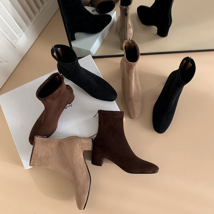 靴 24SS Suede Leather BACK ZIP  BOOTS Suede Leather Back Zip Boots – MINEDENIM
