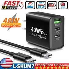 Dual PD 40W Fast Wall Charger Power Adapter For iPhone 15 Pro Max 14Plus Samsung