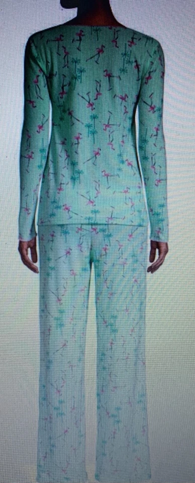 Juego de pijama flamenco de dos piezas verde para mujer HUE con diadema, talla (pequeña) nuevo con etiquetas. Foto 2 de 4