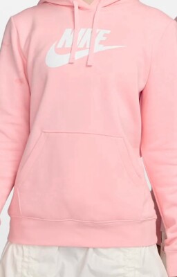 Large Nike Soft Pink Women's Sportswear Club Fleece Logo Pullover