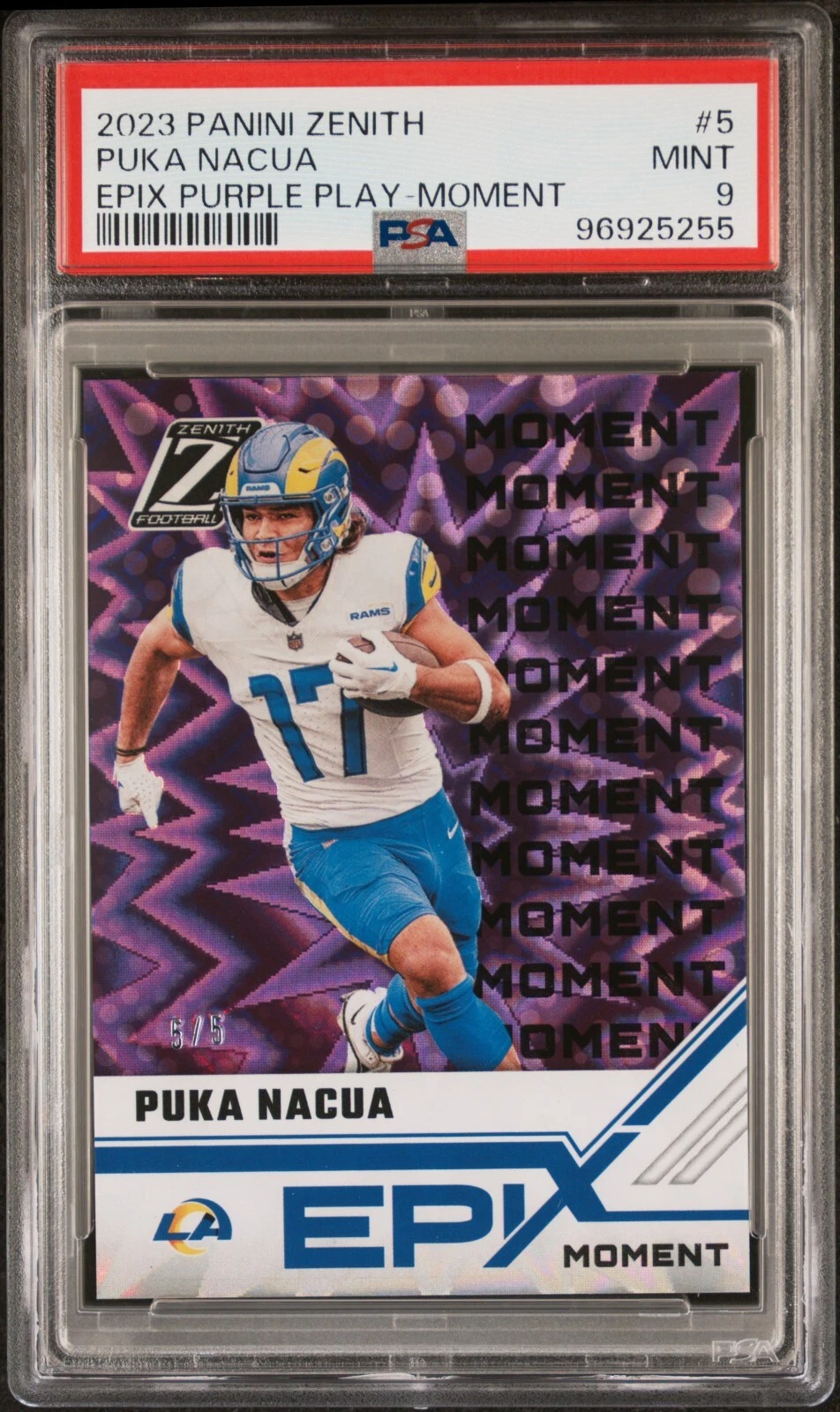 Puka Nacua Panini Zenith Epix Purple Play #5 Moment