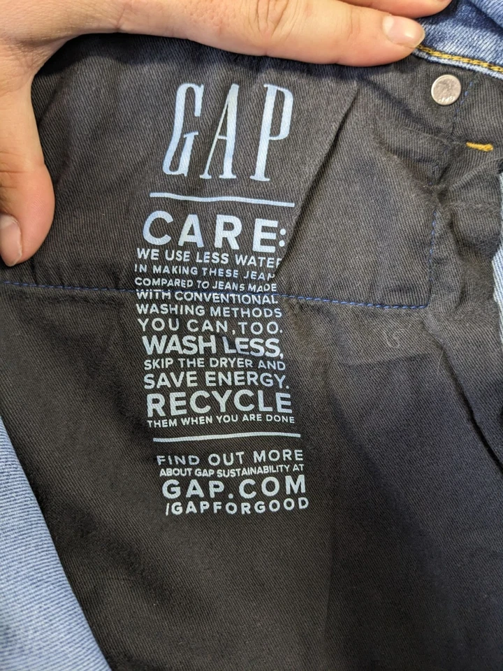 Gap Mens Slim Fit Blue Denim Jeans 40 x 30 Sustainable Cotton Blend Mid-Rise - Image 4 of 4