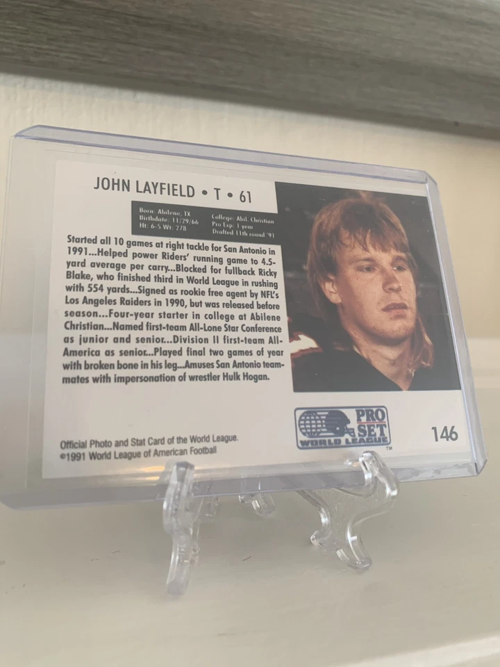 1991 Pro Set WLAF - John "Bradshaw" Layfield #146 (RC) - Former WWF Star - N. Mt - Image 2 of 2