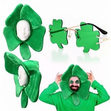 St. Patrick's Day 2pc Shamrock Hat Glasses Costume Set Adult Irish Parade