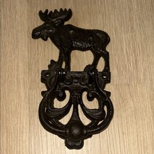 Antique cast iron large elk moose door knocker