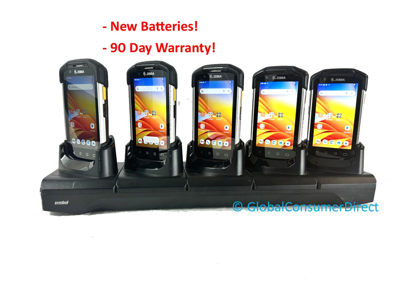 Lot of 5x Zebra TC77 Android 14 Google Play TC77HL-5ME24BG-NA +Cradle