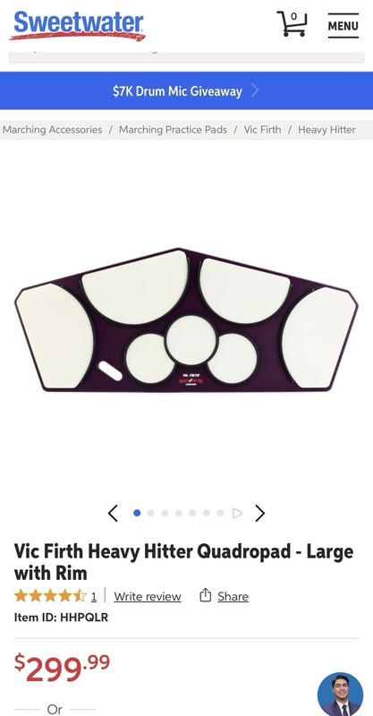 Vic Firth Heavy Hitter Quadropad Large With Rim Rubber Drum Pad HHPQLR