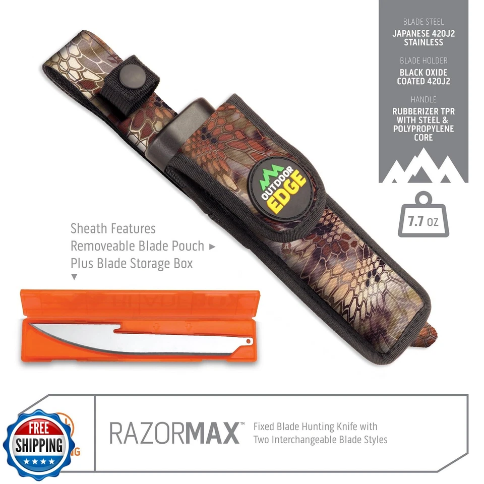 OUTDOOR EDGE RazorMax - Replaceable Fixed Blade Hunting Knife with 3.5" Drop- Foto 3 de 4
