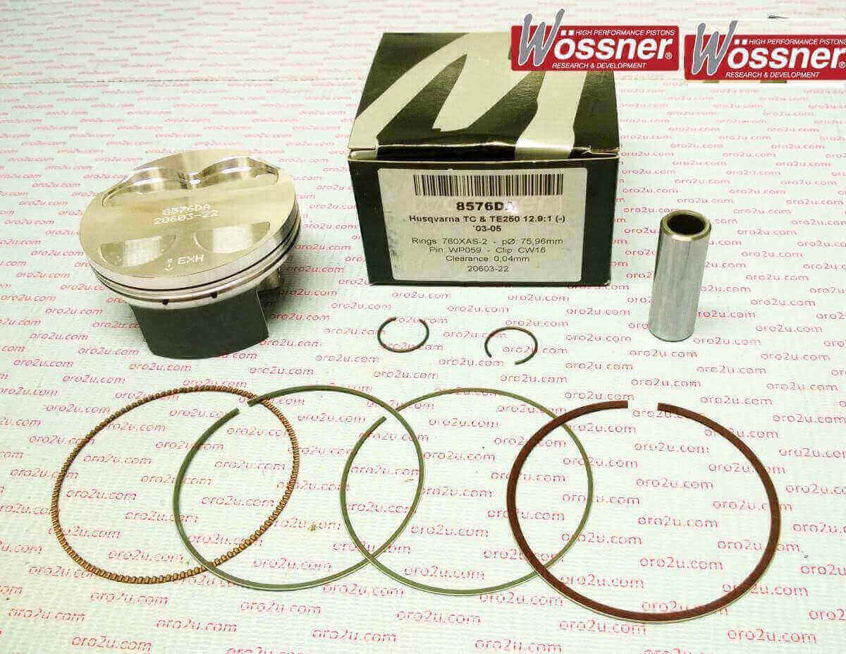 Piston Wössner 75.97 mm en alliage forgé de précision pour Husqvarna TE 250 02/05
