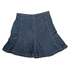 Banana Republic A Line Skirt Womens 6 30W Indigo Blue Denim Linen Blend Vtg Y2K