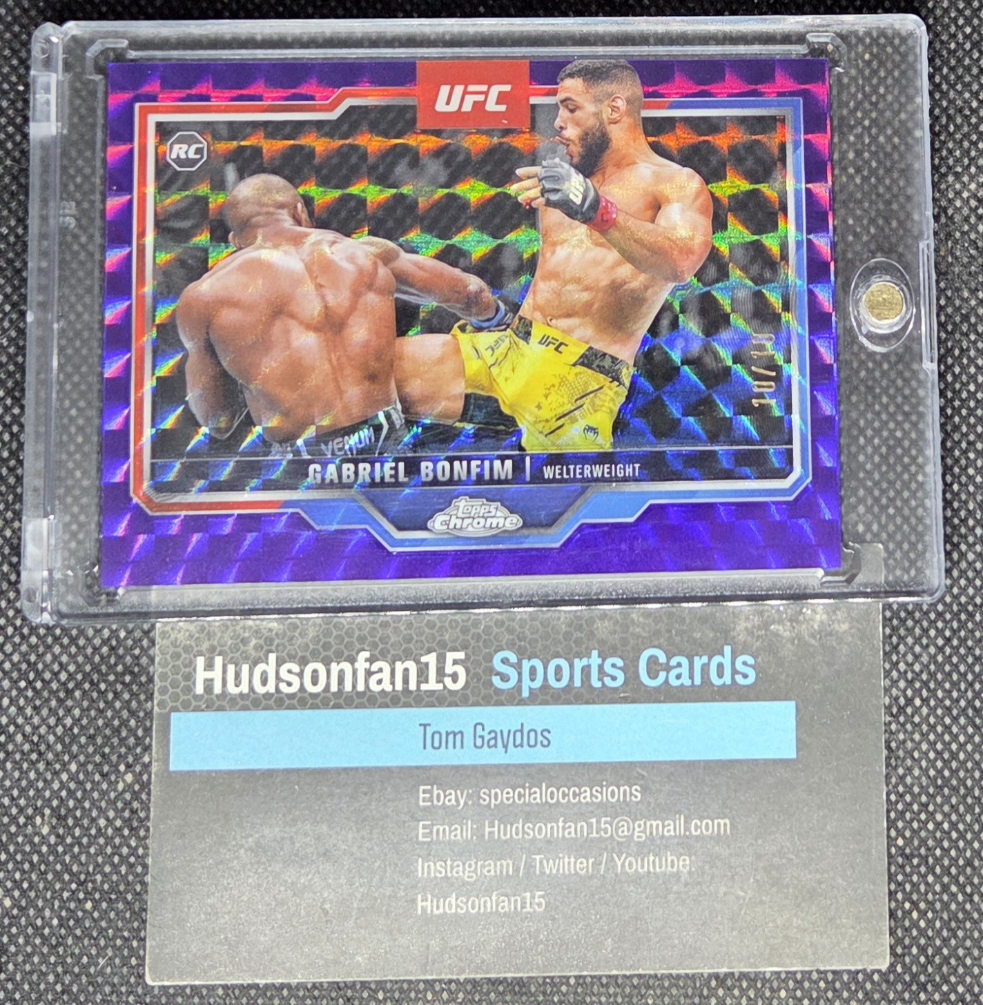 Gabriel Bonfim 2025 Topps Chrome UFC Rookie #26 Purple Geometric Refractor 10/10