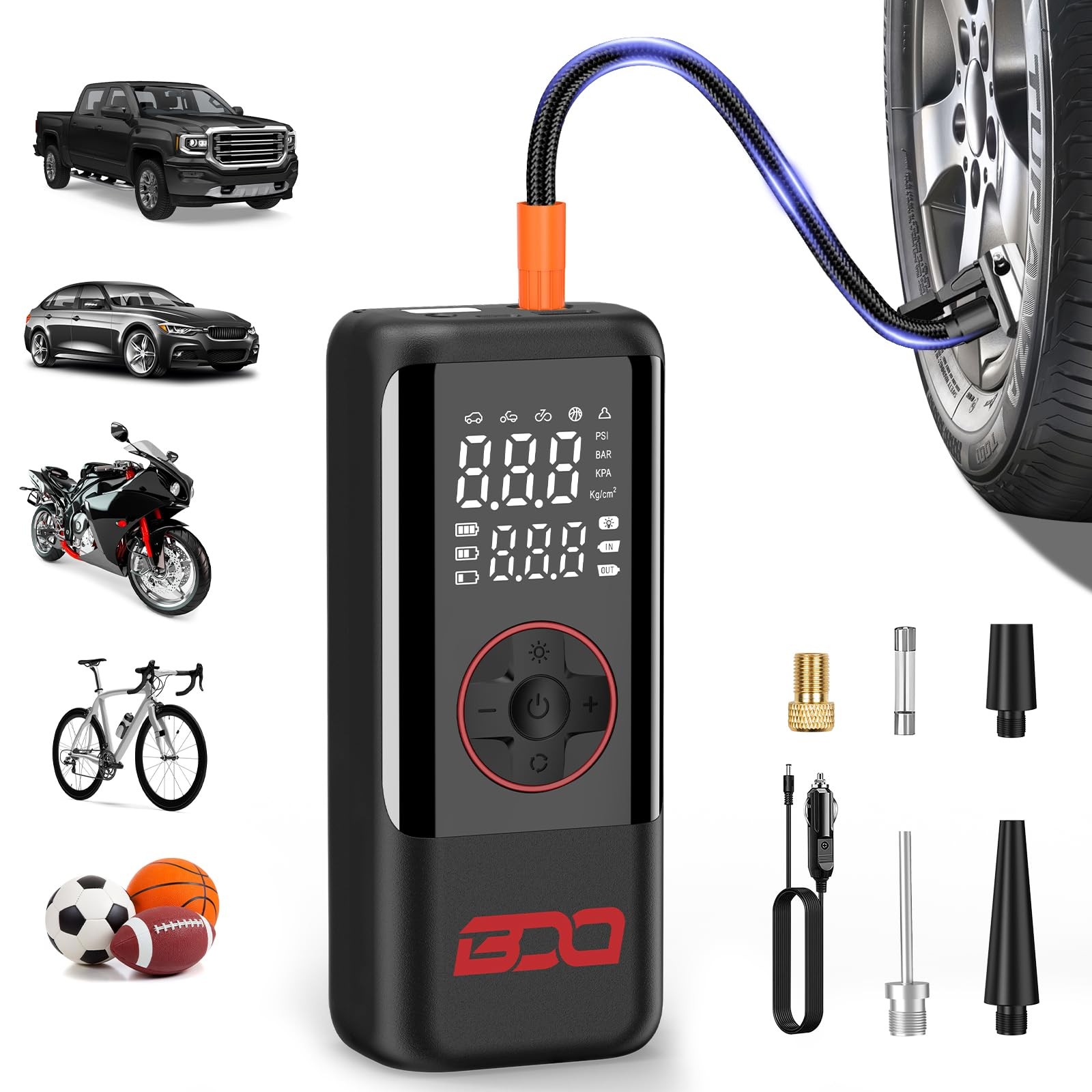 Портативный воздушный компрессор для накачки шин BDO 160PSI 12V Car Plug-In - Cordlessstire 9790₽