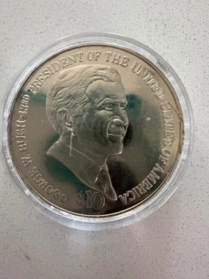 2004 Republic of Liberia $10 George W Bush Coin w/ COA - Image 1 of 4