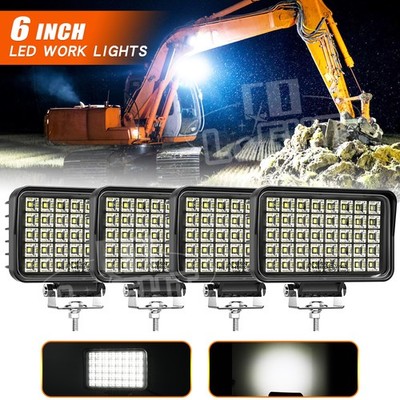 200W 4x6'' Flood Beam LED Work Light Truck OffRoad Tractor Excavator Forklift 4X4