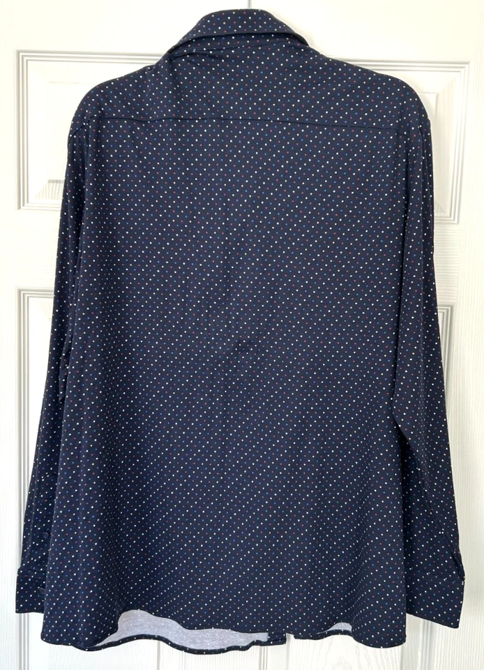 Camisa de vestir Hart Schaffner Marx para hombre XXL azul marino HartSoft de lujo de algodón a lunares Foto 2 de 4