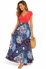 Gilli Made in USA Coral Wrap Top Paisley Maxi Dress Boho Cottagecore