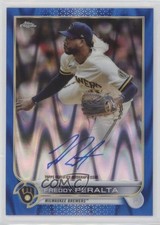2022 Topps Chrome Veteran Blue RayWave Refractor 84/150 Freddy Peralta Auto 14t3