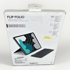 Logitech 13" Flip Folio for iPad Pro Air 13INCH: Plastic Tablet Case Solid Black