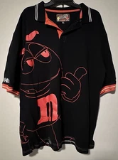 JH Design M&M’s All-Over Print Black & Red Polo Shirt XXL Hip-Hop Streetwear