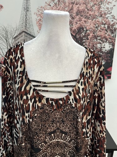 Mlle Gabrielle Women’s Shift Plus Dress Size 3XL Paisley 3/4 Sleeve Pullover - Picture 2 of 9