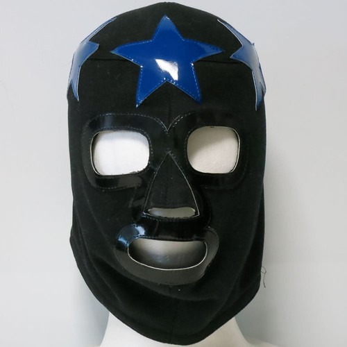 Masked Superstar Semi Pro Mask Lucha Libre Wrestling Black Blue Design - Picture 4 of 4