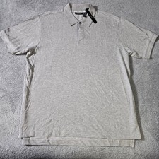 DKNY Mens XL Polo Shirt Heather Grey Cotton Pique Short Sleeve Logo 78999500C8