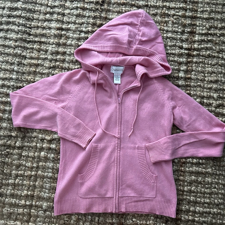 Vintage Chadwick’s 100% Cashmere Zip-Up Hoodie – Pink – Women’s Size S - Image 3 of 4